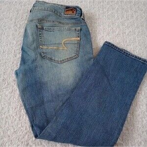 American Eagle Destroyed Mid Rise Artist Crop Denim Size 8 Regular (AA)